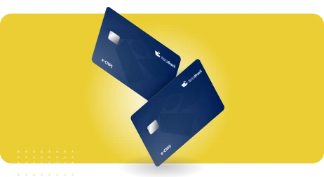 Ilustração de cartões de credito com fundo amarelo