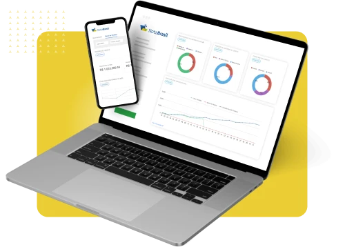 Ilustração notebook e smartphone navegando no sistema do Nota Brasil